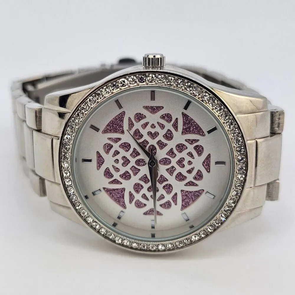 Women's Hearts Watch 38MM Purple Dial Gray Bracelet Band 6